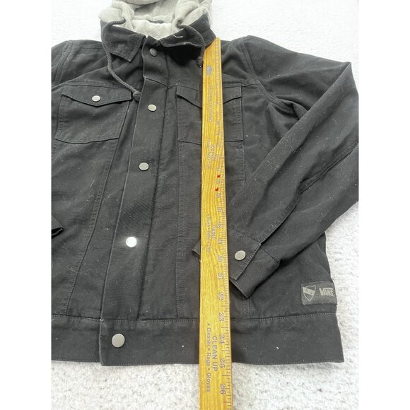 Men's Vans AV Edict Fleece Lined Black Cotton Hooded Trucker Jacket Size L - Picture 5 of 12